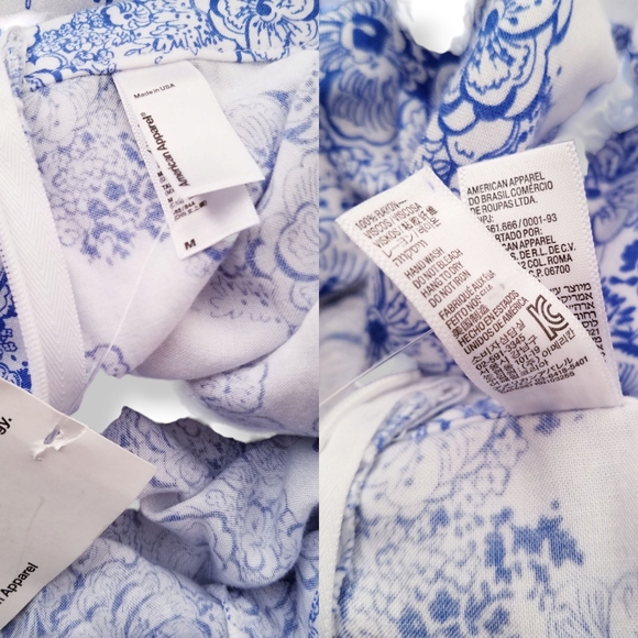 American Apparel Blue & White Floral Patterned Skirt Size Medium - Picture 7 of 8